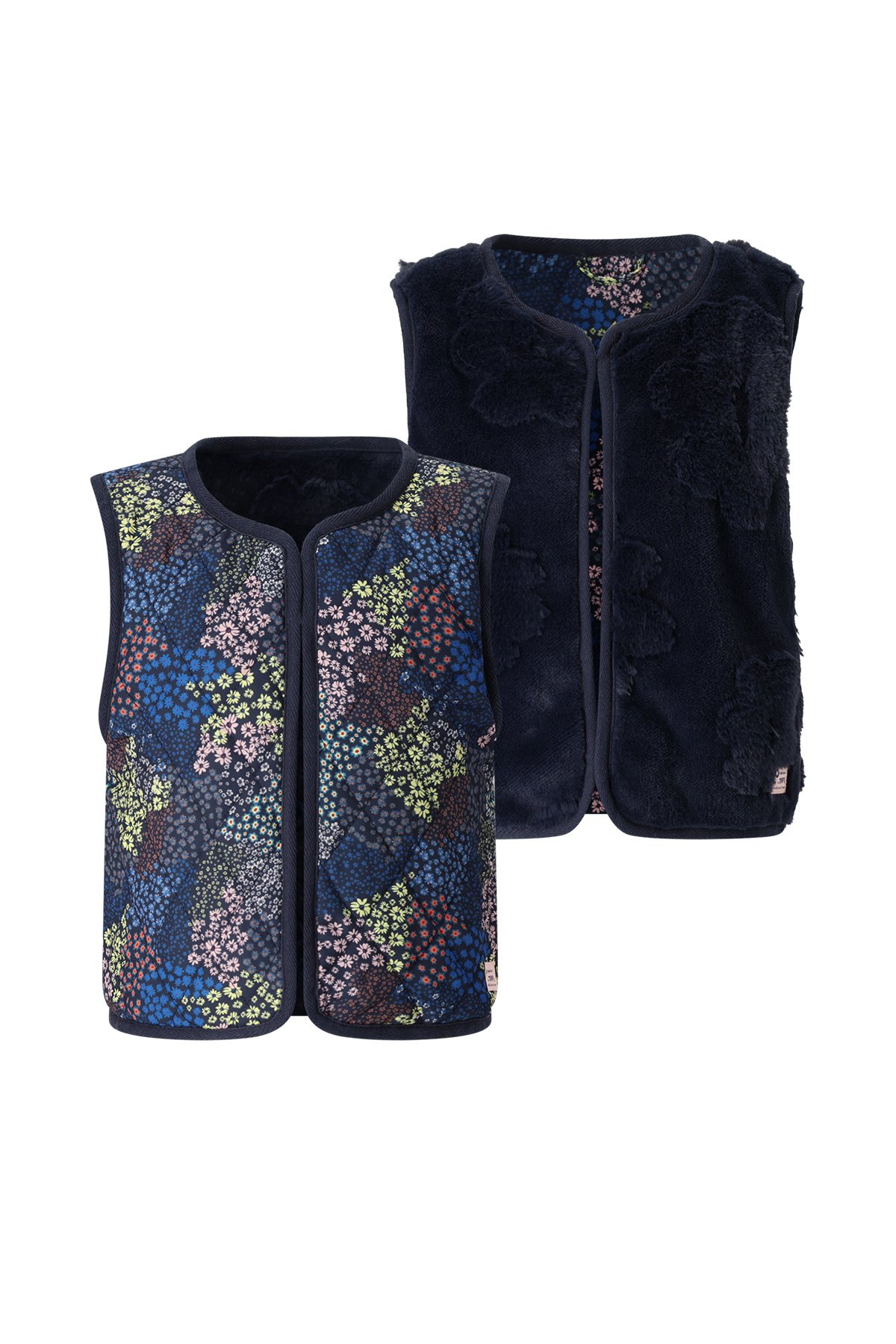 NoNo winter gilet meisjes - navy blauw - Katya - omkeerbaar