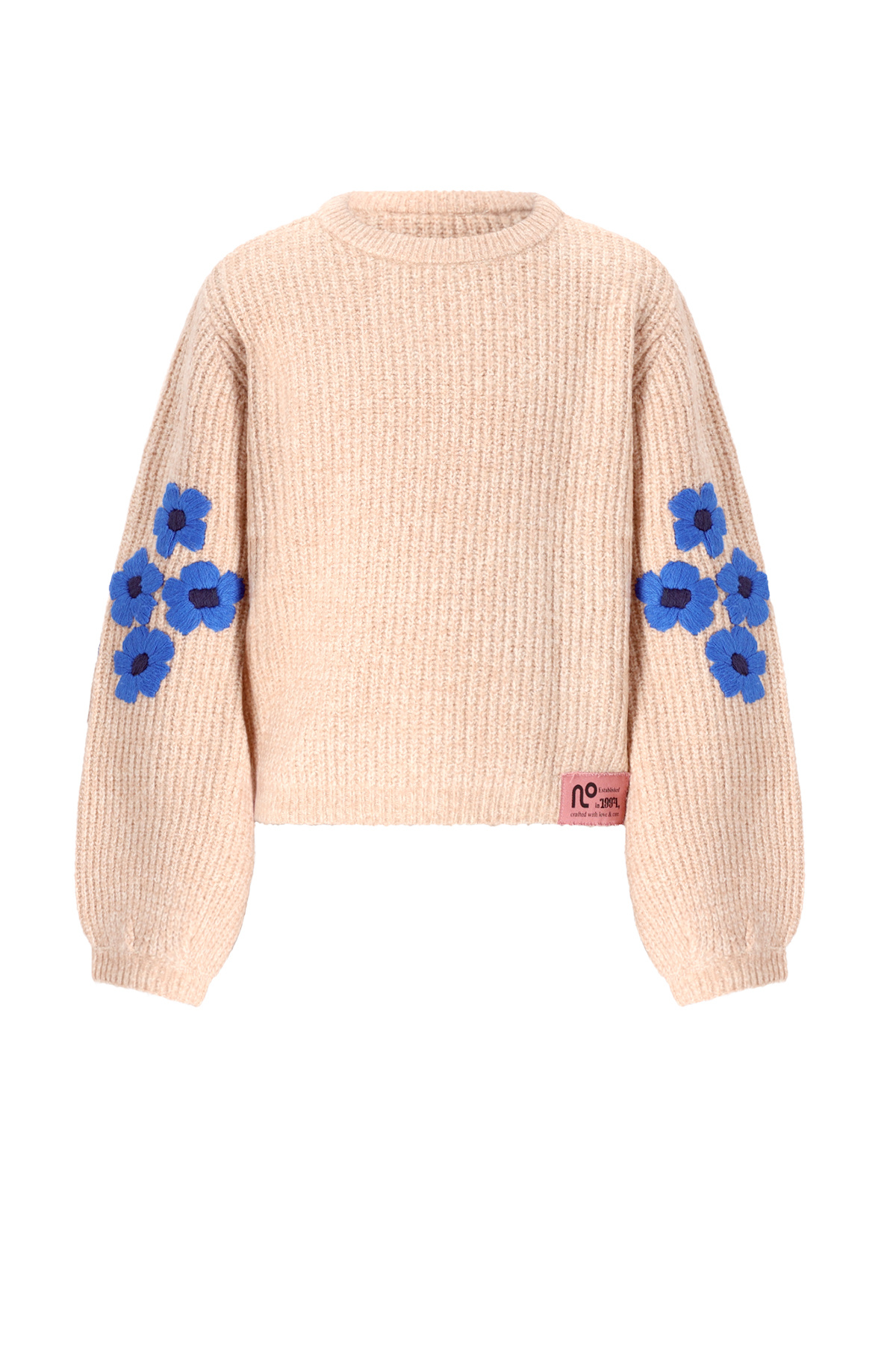 NoNo winter sweater meisjes - ivoor - Kem - gebreid, bloem borduursel