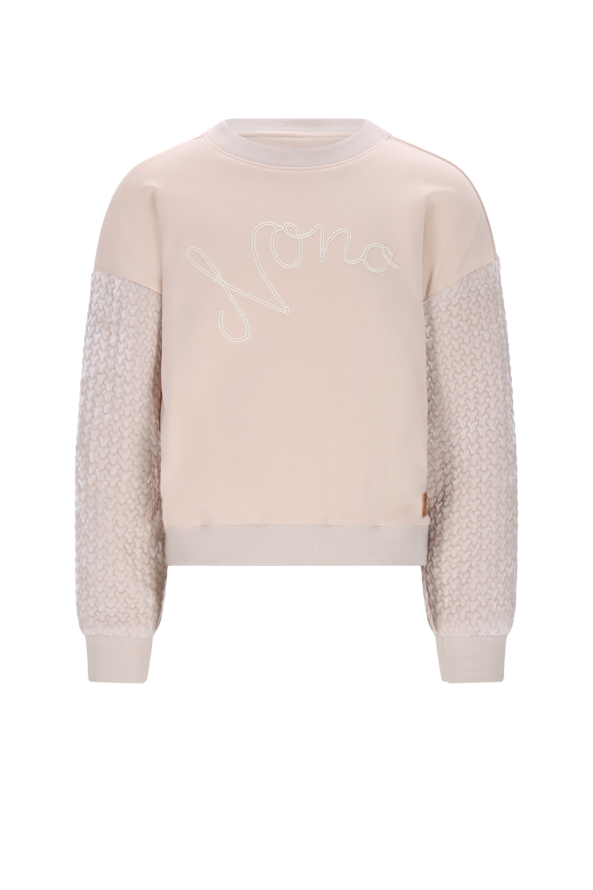 NoNo winter sweater meisjes - ivoor - Ko - vevet contrast mouwen