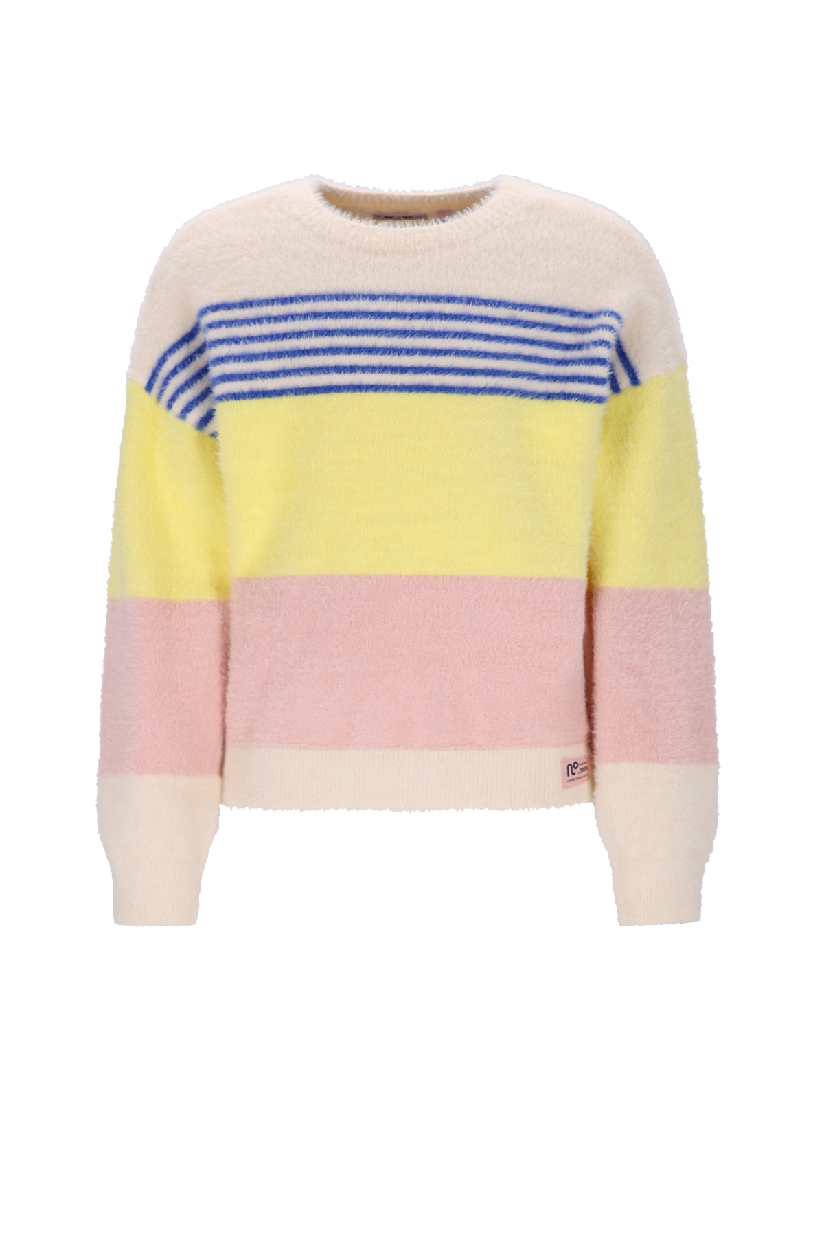 NoNo winter sweater meisjes - ivoor - Kendra - fluffy, gestreept