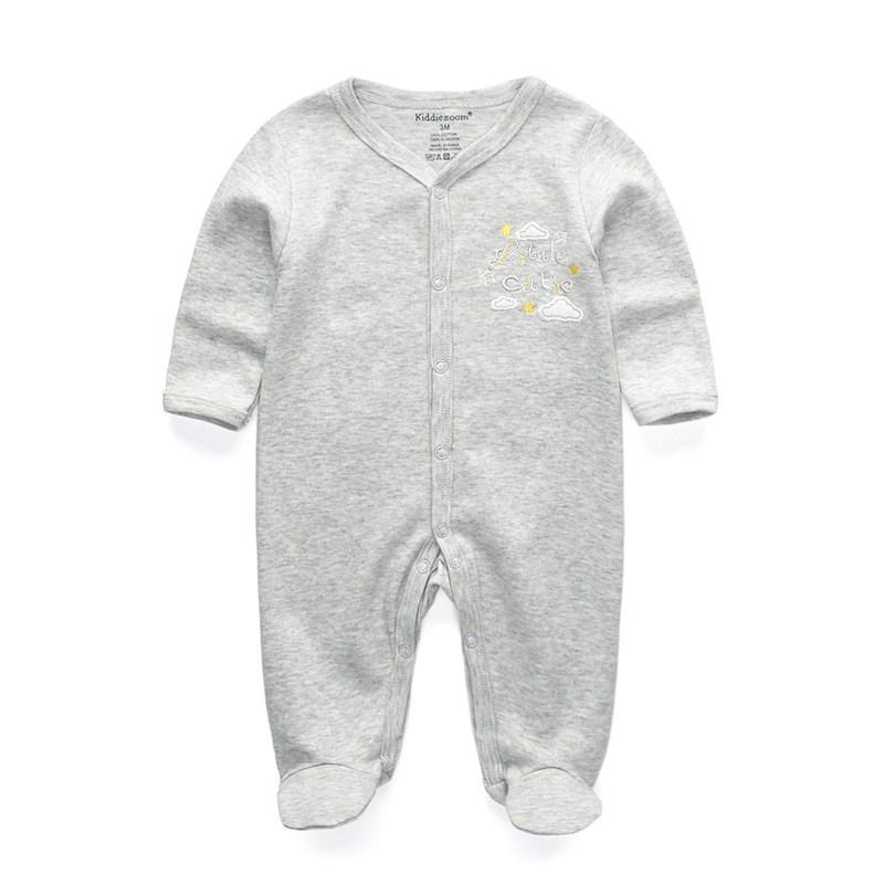 KIDDIEZOOM Jongens Meisjes Cartoon Gestreepte Print Home Romper Pyjama Pasgeboren Baby Babykleding 3M