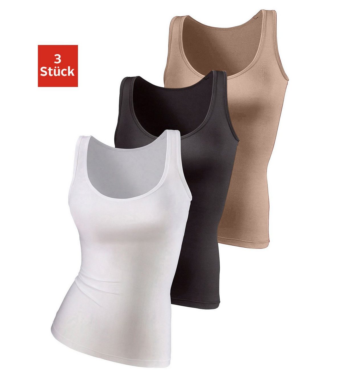 Vivance active Hemd van zachte microvezel, tanktop, onderhemd (Set van 3)