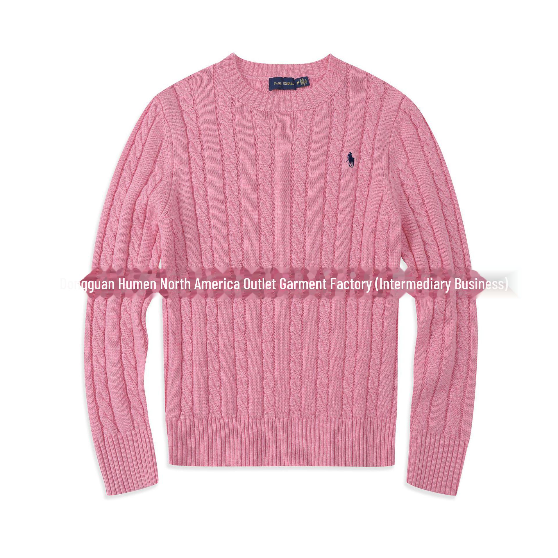StrideBox Men's Wool Round Neck Sweater with RL Pony Logo - Casual Paul Design S roze