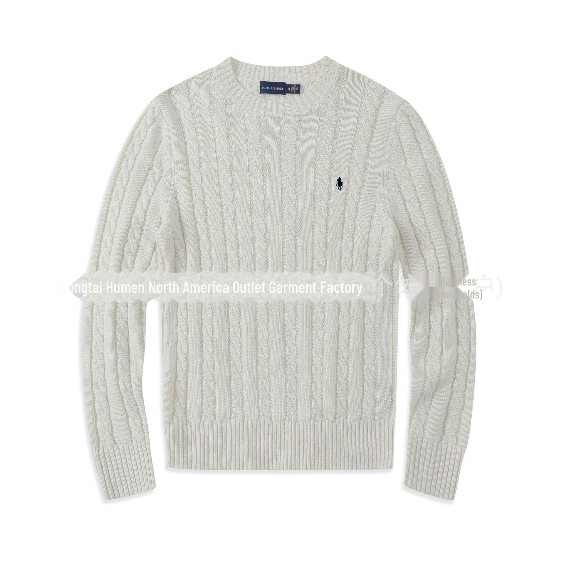 StrideBox Men's Wool Round Neck Sweater with RL Pony Logo - Casual Paul Design S wit