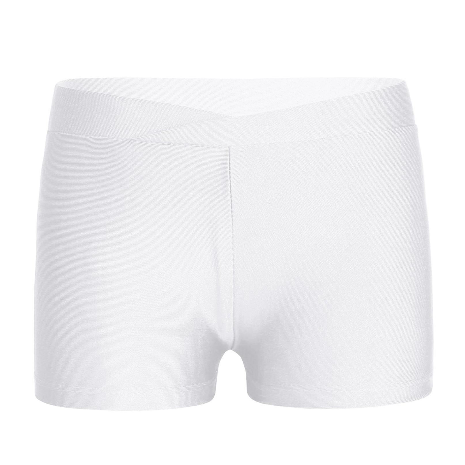 Inlzdz Kinderen meisjes elastische taille shorts kind dans sport gymnastiek workout bodems shorts 11-12 Years wit