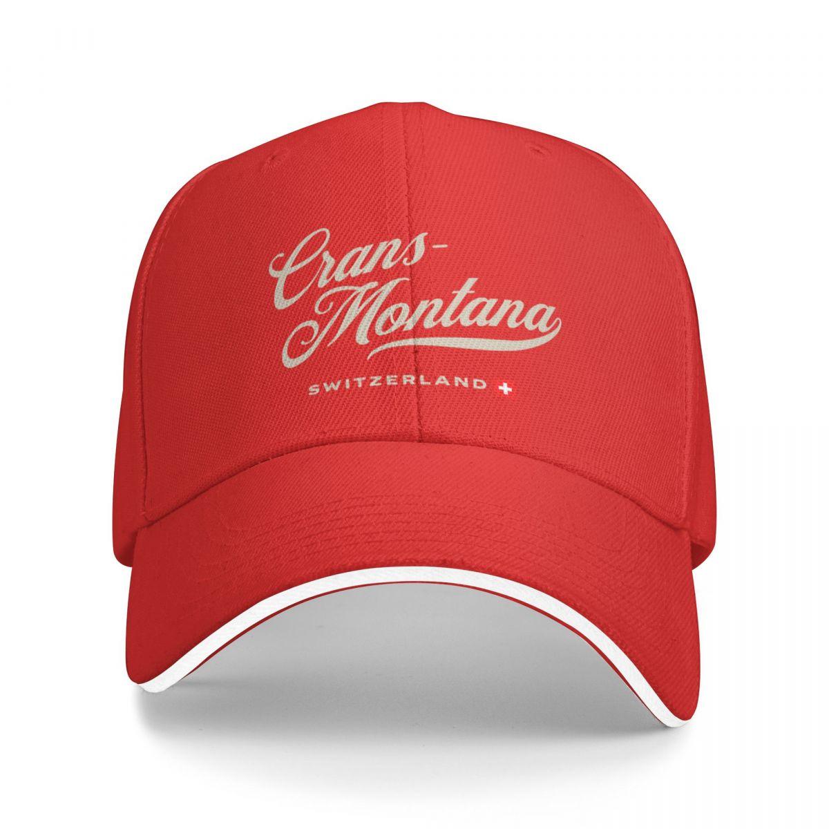 CAUSALXI Crans-Montana, Zwitserland Vintage Crest met Zwitserse vlag Cap honkbalpet golfhoed Wandelpet Unisex's pet Dames
