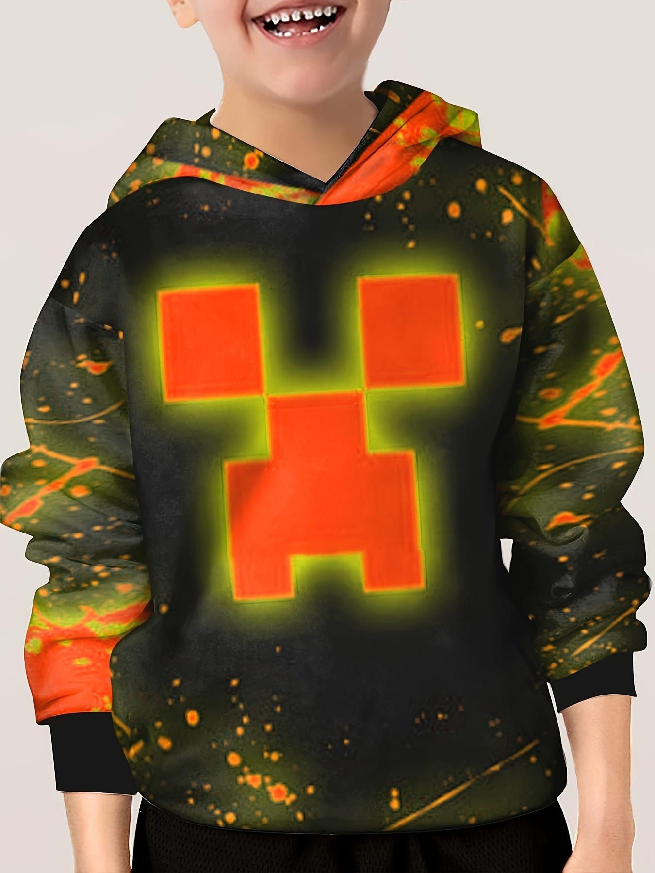 ETST 012 Nieuwe Glowing Face Print Kids Hoodie Unisex Pullover Casual Hooded Lange Mouw Top Meisjes & Jongens Outdoor Kleding Voor Lente Herfst 150CM