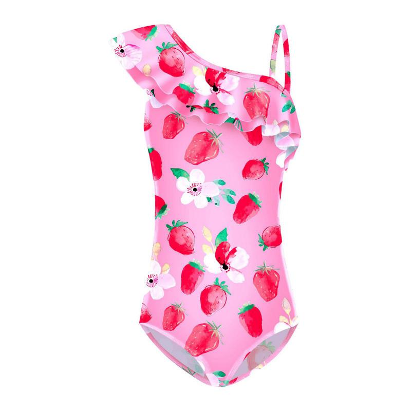 Sunshine kids clothing 5-12 jaar Kinderen Meisjes Een Schouder Eendelig Badpak Zomer Ruffle Driehoek Badpak 150
