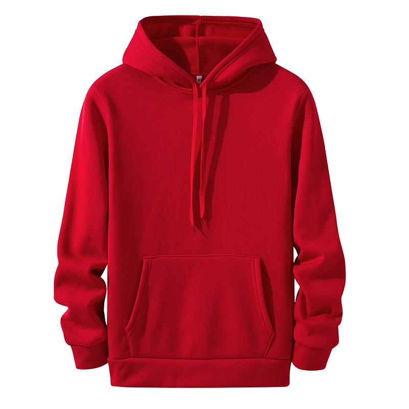 Man world-1 Heren effen kleuren hoodies met lange mouwen, casual sweatshirts, capuchon, hardloopsport, trui met capuchon S rood
