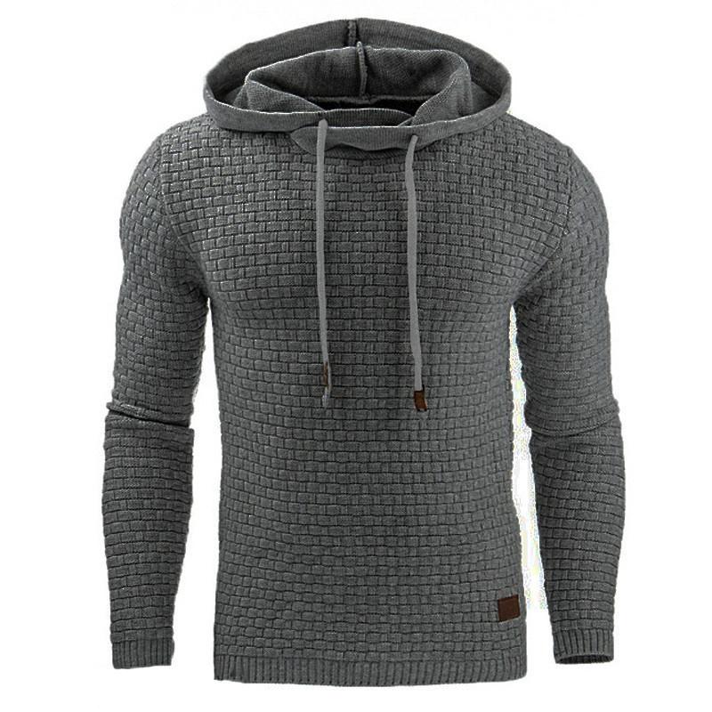 BOLIV MODA Herfst Winter Heren Jacquard Pullover Man Solid Lange mouwen Hoodie Warme Capuchon Sweatshirt M donkergrijze kleur