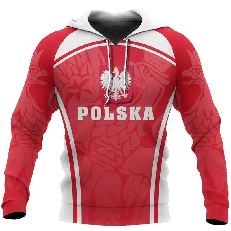 ETST 011 Poolse vlag badge hoodies heren grafische 3D geprinte Poolse geest totem patroon nieuw in hoodies & sweatshirts hip hop pullover tops 5XL