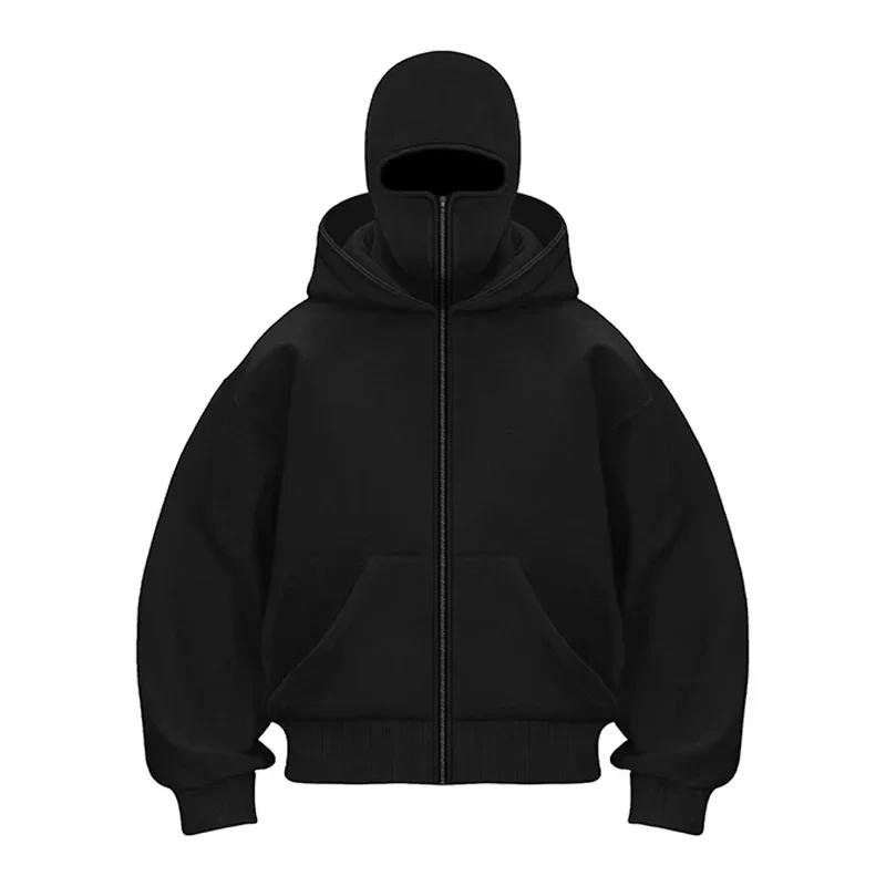 Jacket and Zipper Hoodie NO.1 Balaclava Men Zip Hoodie Winter Warm Casual Sweatshirt Y2K with Hooded Face Mask Zipper Design Sports Jacket Outdoor Activities 2XL