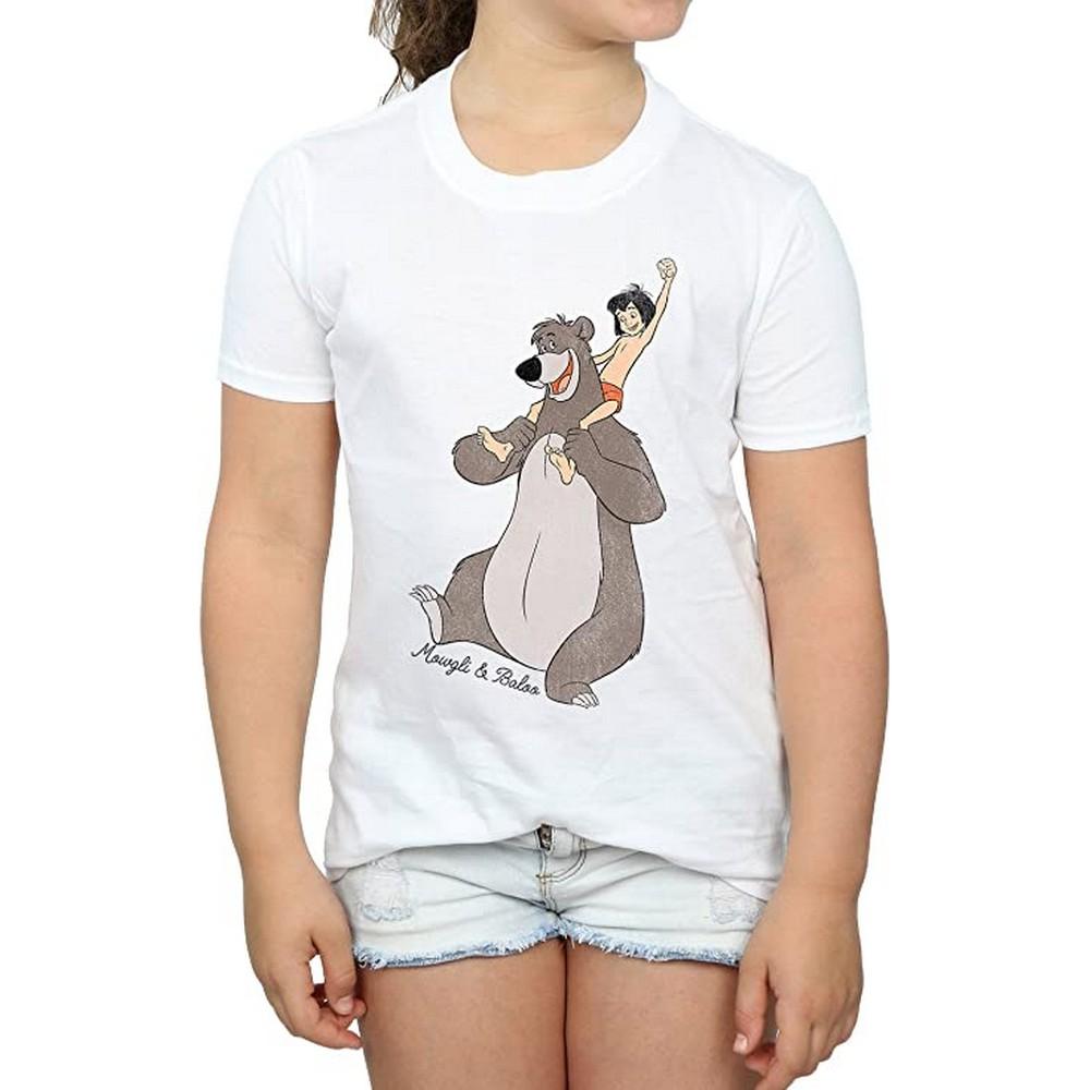 Pertemba FR - Apparel Jungle Book meisjes Mowgli en Baloo katoenen T-shirt 9-11 Years wit