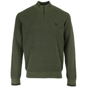 Fred Perry Waffle 1/2 Zip Sweatshirt, groen