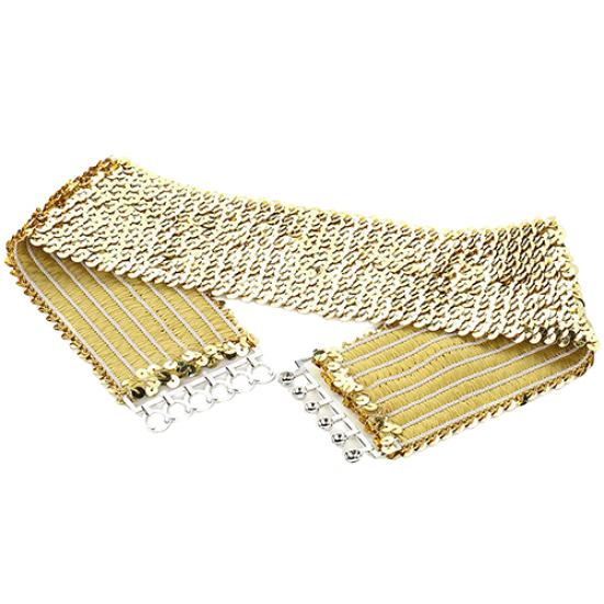 KOKKO Talos Dames Cool Punk Sparkling Sequins Elastische Stretch Brede Tailleband Taille Riem goud