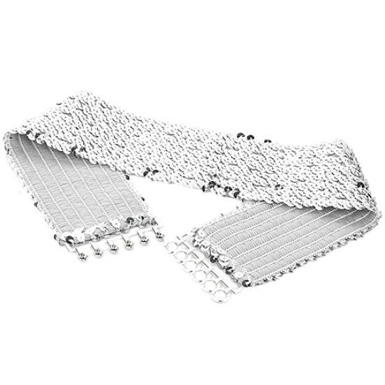 KOKKO Talos Dames Cool Punk Sparkling Sequins Elastische Stretch Brede Tailleband Taille Riem zilver