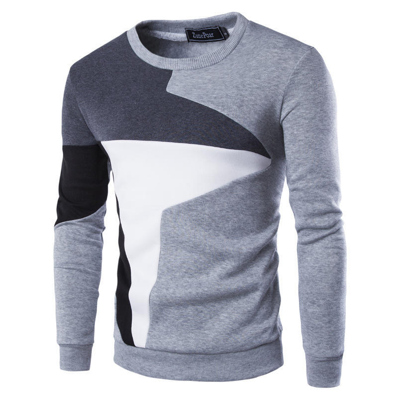 WowClassic Herfst Winter Plus Size Sweatshirt Heren Patchwork Kleur Kleding Heren Hoodies met lange mouwen Zwart Blauw 2XL