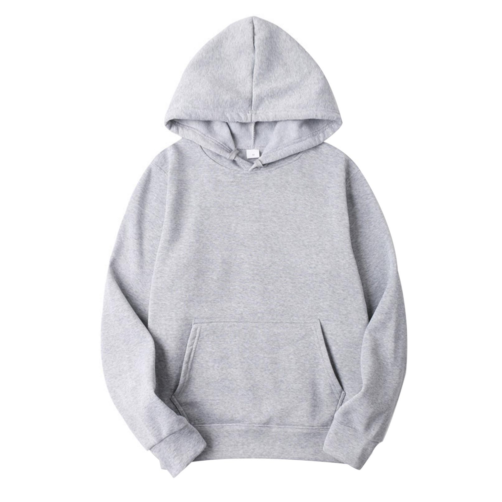 Yeahdor Heren effen trui met capuchon, casual sweatshirt met capuchon, klassieke tops met lange mouwen L grijze kleur