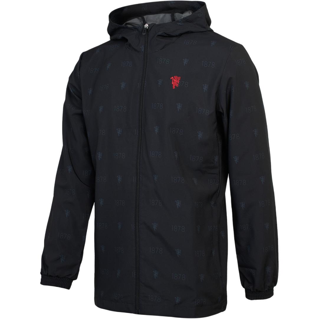 Adidas Manchester United Football Zip Hoodie Jacket with Embroidered Logo Men Tops Black H56689 XS