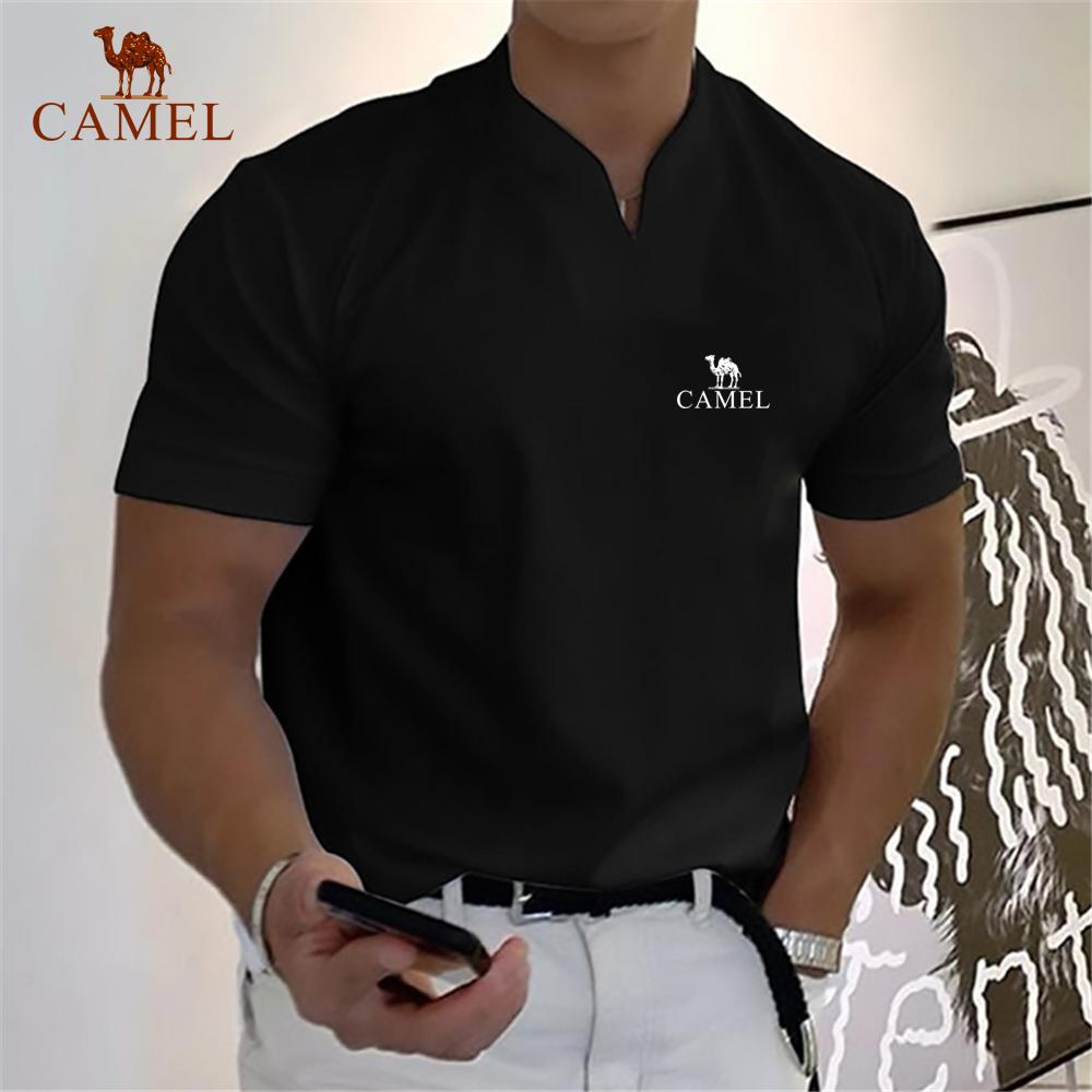 Camel Heren V-hals Hoogwaardig Katoen Geborduurd Poloshirt Lente/Zomer Nieuw T-shirt Met Korte Mouwen Casual Sport Ademend Kort 3XL