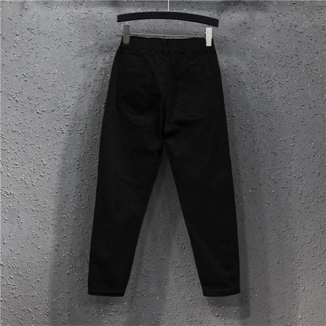 SHIZI Dames harembroek Casual katoenen broek Elastische jeans L