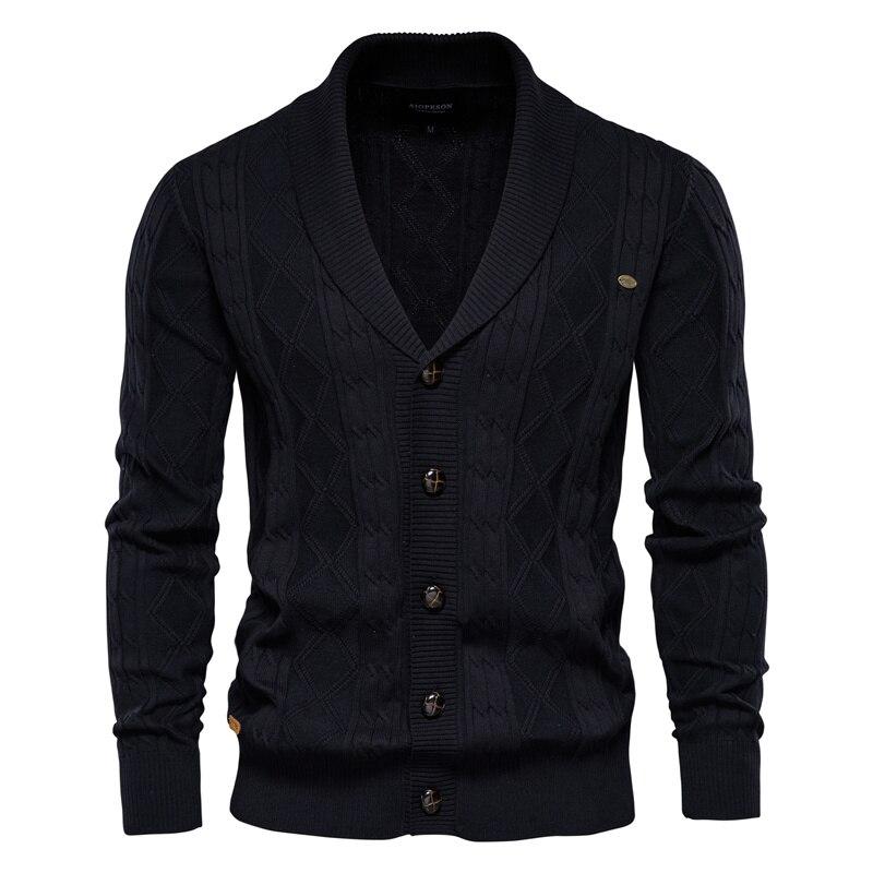 AIOPESON Men Fashion AIOPESON Katoenen vest Heren Casual Single Breasted Effen Kleur Business Heren Vesten Nieuwe Winter Mode Trui Heren M 55-65 kg zwart