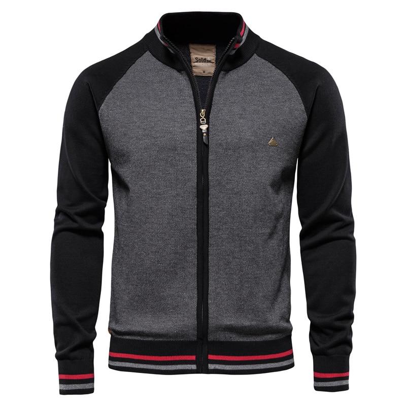 AIOPESON Men Fashion AIOPESON Katoen Rits Vest Mannen Casual Hoge Kwaliteit Trui Mannen Winter Mode Merk Vesten voor Mannen M 55-65 kg zwart