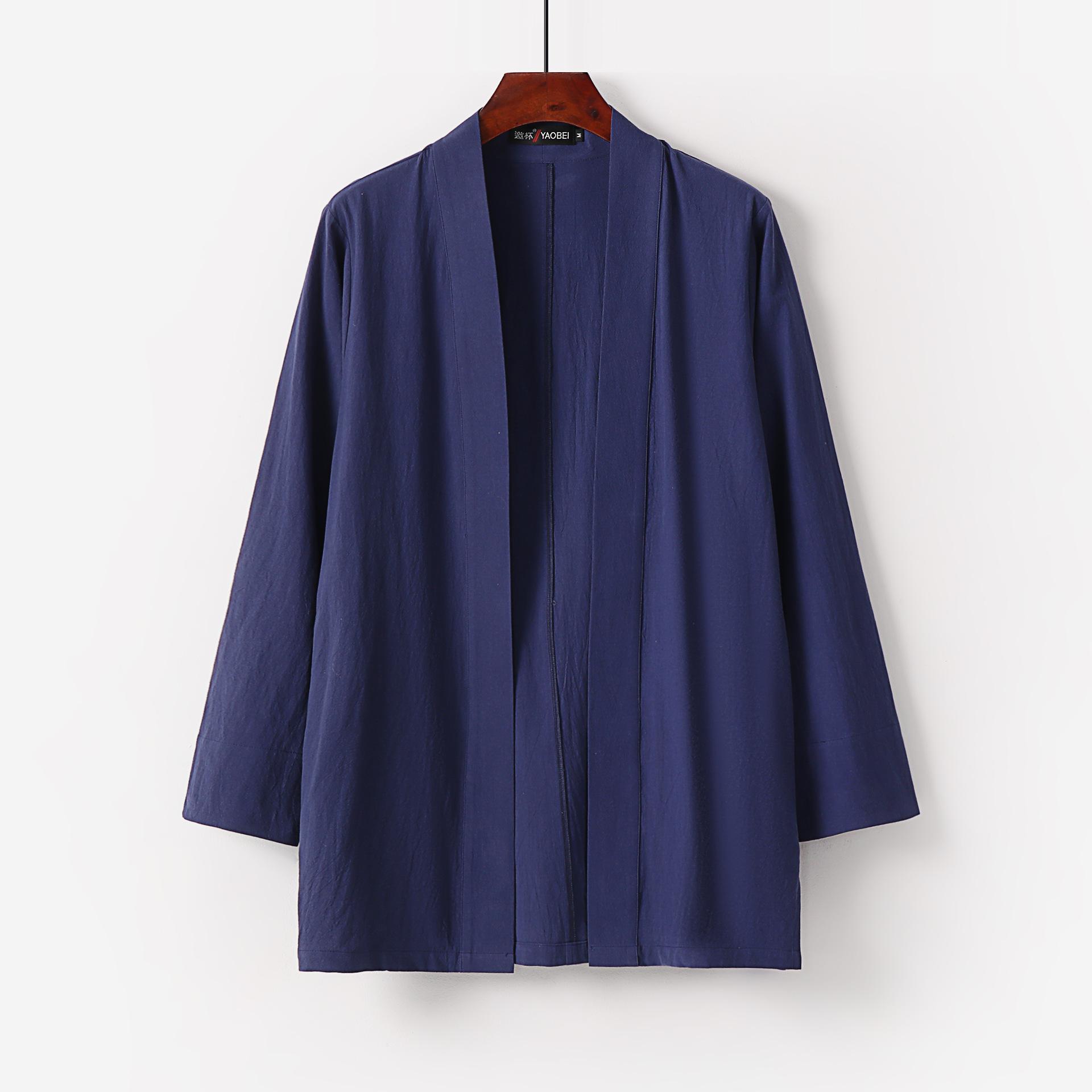 QGOOD Heren Japanse Kimono Cardigan Losse Katoenen Linnen Open Voorkant Casual Zomer Shirt Jassen 9XL