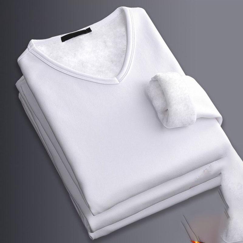 MILU Thermisch ondergoed Top voor mannen Dik thermisch shirt Lange mouwen Bottoming Shirt Effen zachte pluche trui Warm Bottoming T-shirt S