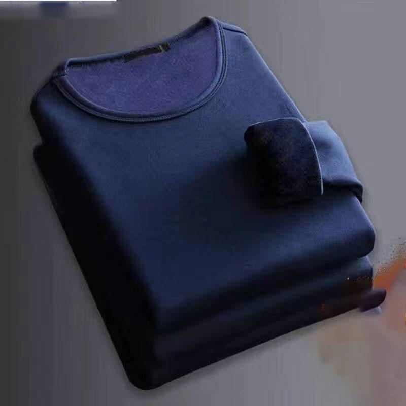 MILU Thermisch ondergoed Top voor mannen Dik thermisch shirt Lange mouwen Bottoming Shirt Effen zachte pluche trui Warm Bottoming T-shirt S
