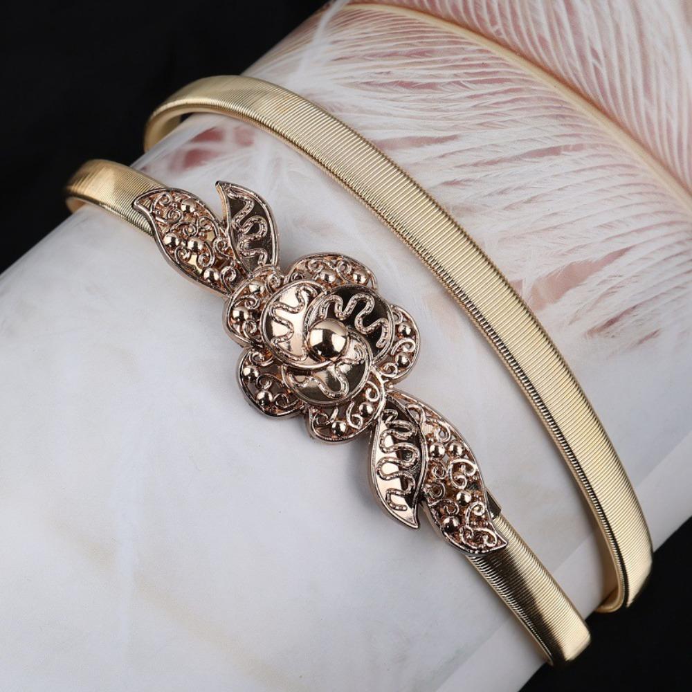 PrtVigo Leaf Waist Strap Silver metal Gold Girdle Fashion Elastic Waist Belt 8