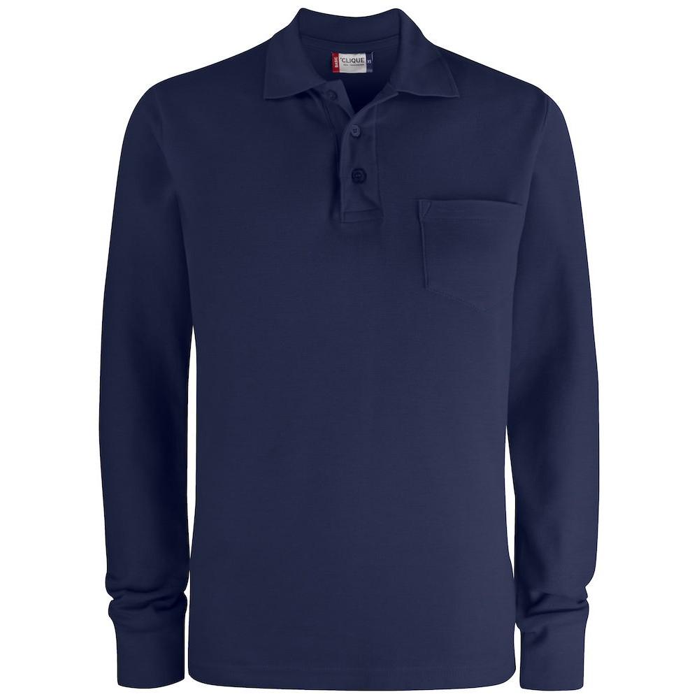 Pertemba FR - Apparel Clique Uniseks effen poloshirt met lange mouwen voor volwassenen XXL marineblauwe kleur