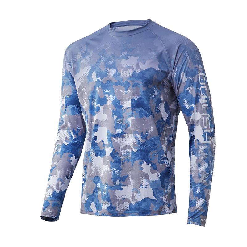 ETST 007 Herenshirt UV-bescherming Buitensporten Ronde hals Tops, Hardloopzon T-shirts UPF50+ Heren Lange Mouw Visshirt - Ademend M