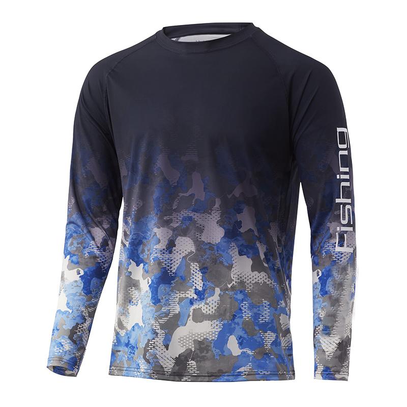 ETST 007 Herenshirt UV-bescherming Buitensporten Ronde hals Tops, Hardloopzon T-shirts UPF50+ Heren Lange Mouw Visshirt - Ademend L