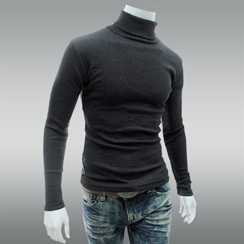 Yoghurt Slanke gebreide coltrui voor heren, mode-T-shirt met lange mouwen, basisshirt M