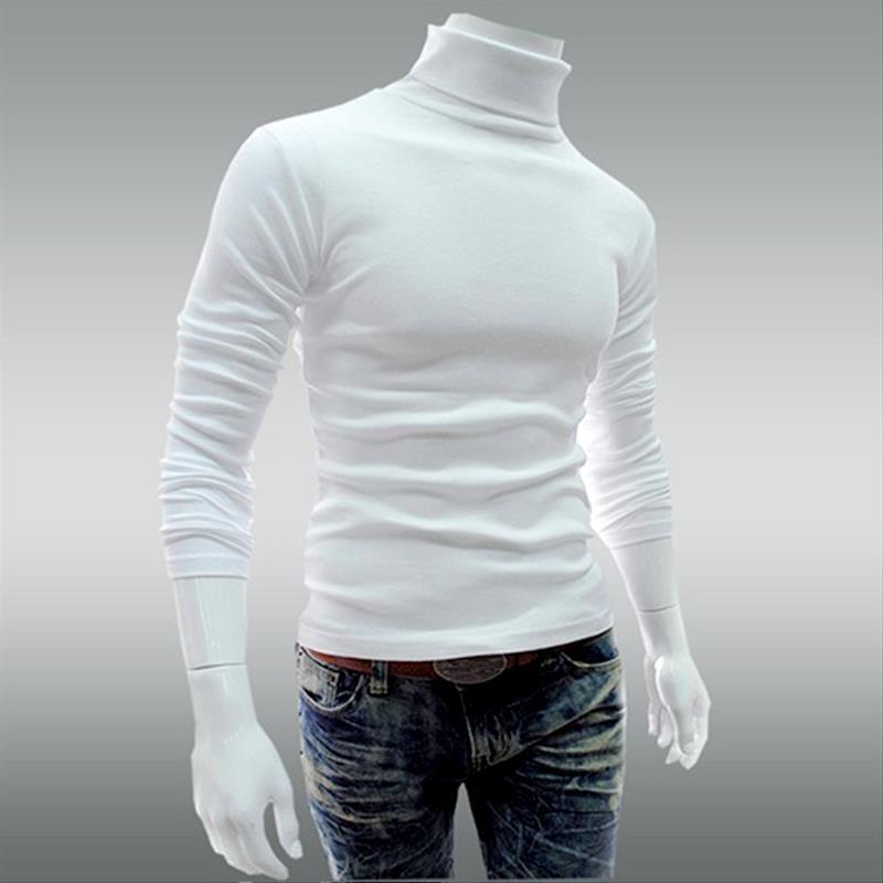Yoghurt Slanke gebreide coltrui voor heren, mode-T-shirt met lange mouwen, basisshirt L