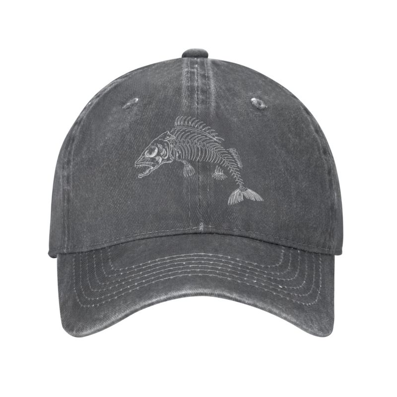 Colomi Punk Unisex Katoen Fishbone Baseball Cap Volwassen Skelet Visgraten Verstelbare Papa Hoed voor unisex Wounisex Outdoor Adult Baseball Cap