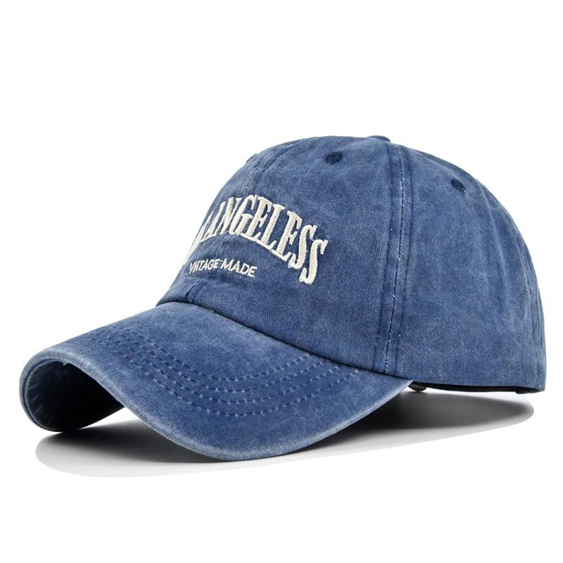 R&N Fashion Retro katoenen baseballpet heren dames letterborduurwerk hiphop pet unisex lente zomer verstelbare snapback sportpetten blauw