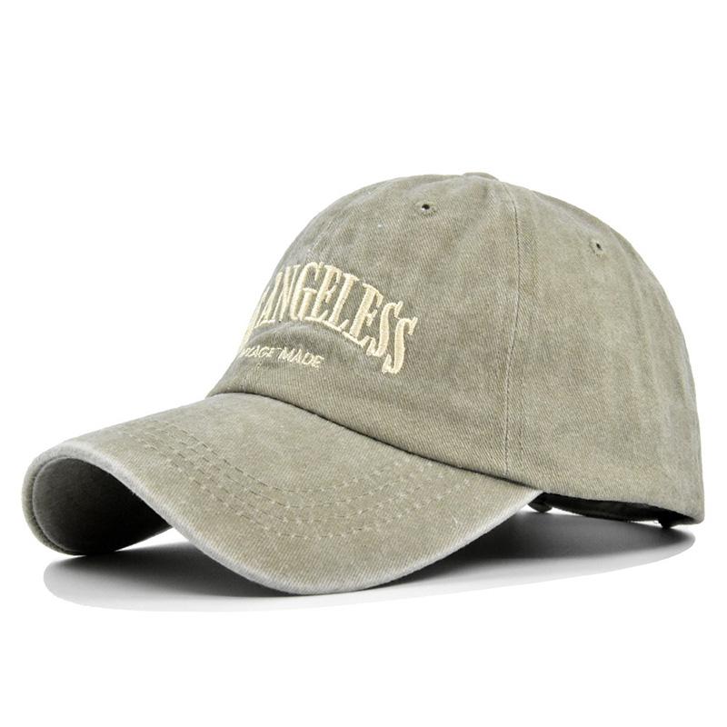 R&N Fashion Retro katoenen baseballpet heren dames letterborduurwerk hiphop pet unisex lente zomer verstelbare snapback sportpetten kaki