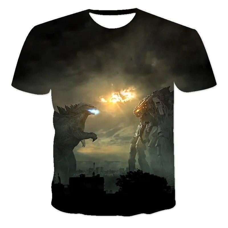 ETST WENDY 013 Godzilla Vs Monster King Kong T-shirt 3D Digital Printing T-shirt Cartoon Kinderen Jongens Meisjes Korte mouwen Zomer Kleding Gift 110cm