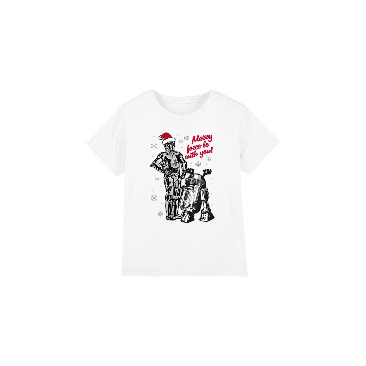 Star Wars Childrens/Kids Merry Christmas Droids T-Shirt 12-13 wit