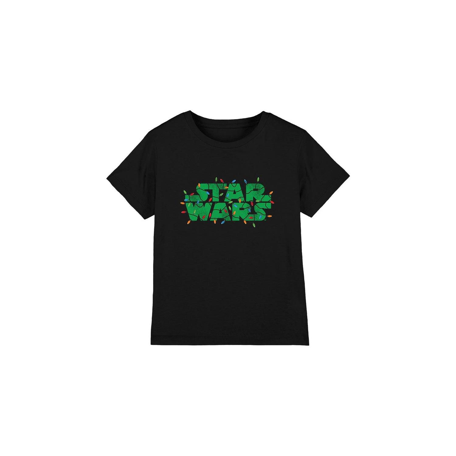 Star Wars Childrens/Kids Christmas Lights Logo T-Shirt 12-13 zwart