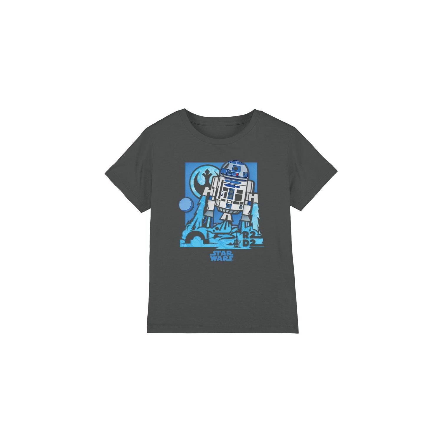 Star Wars Childrens/Kids Papercut R2-D2 T-Shirt 12-13 houtskool