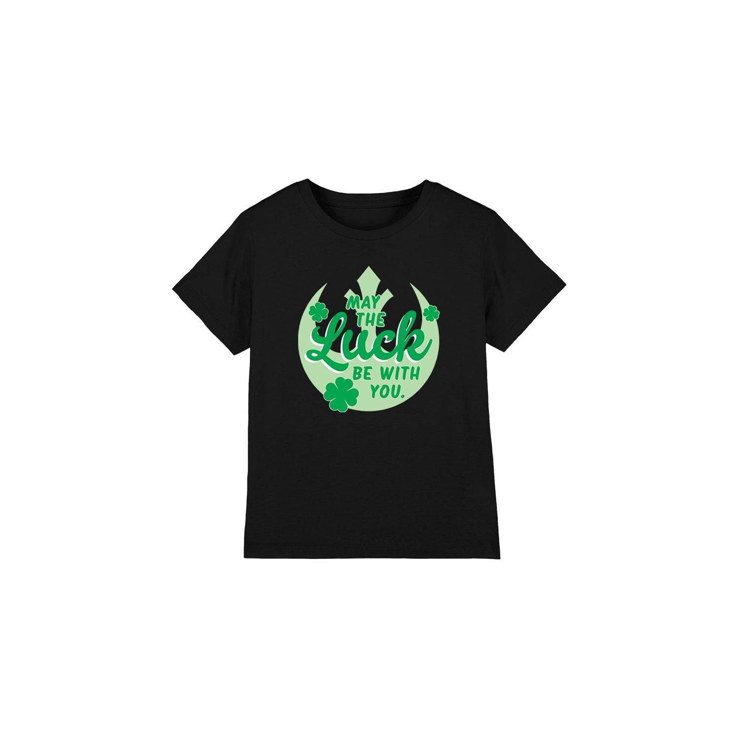 Star Wars Childrens/Kids Luck Rebel Sign St Patricks Day T-Shirt 5-6 Years zwart