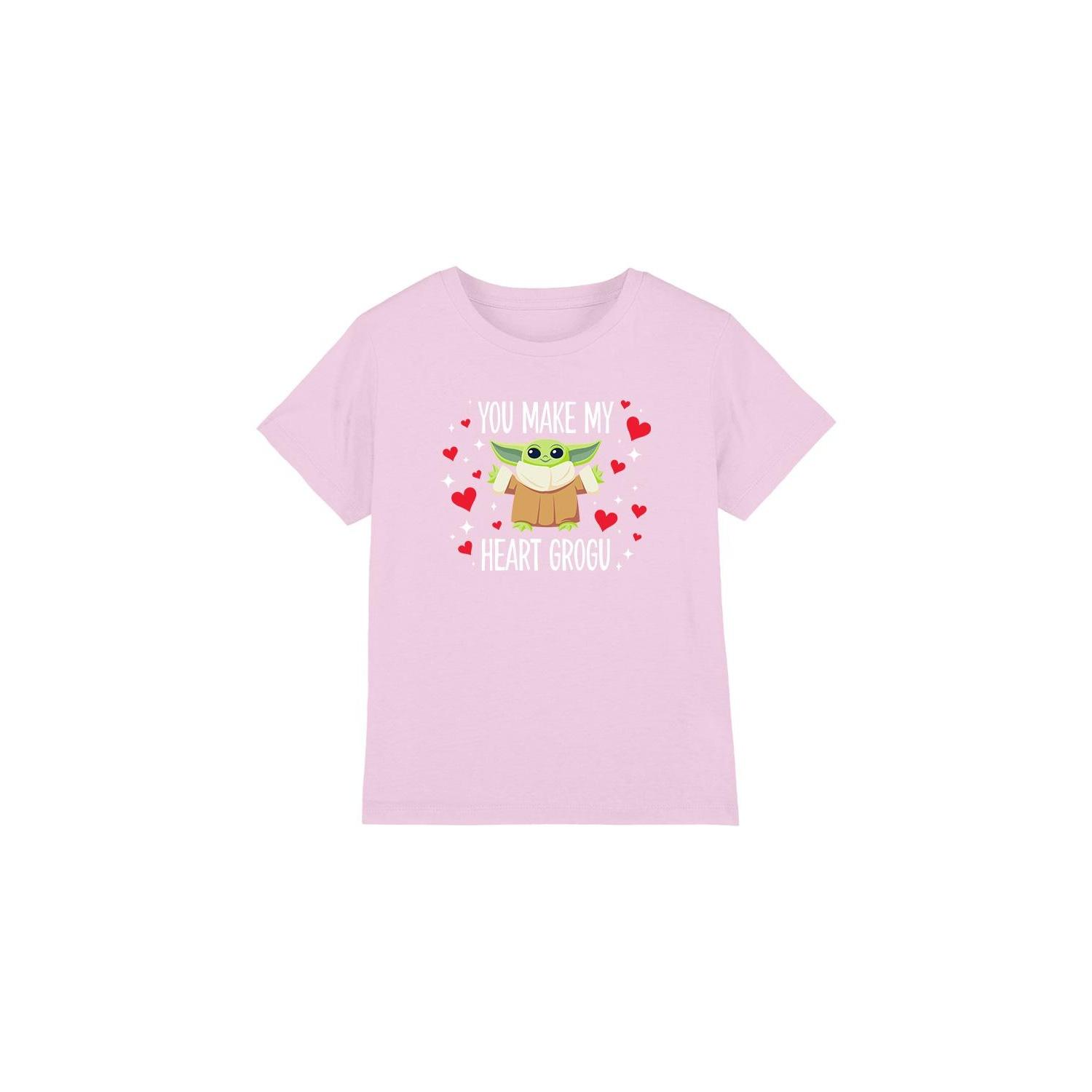 Star Wars Childrens/Kids You Make My Heart Grogu T-Shirt 5-6 Years roze