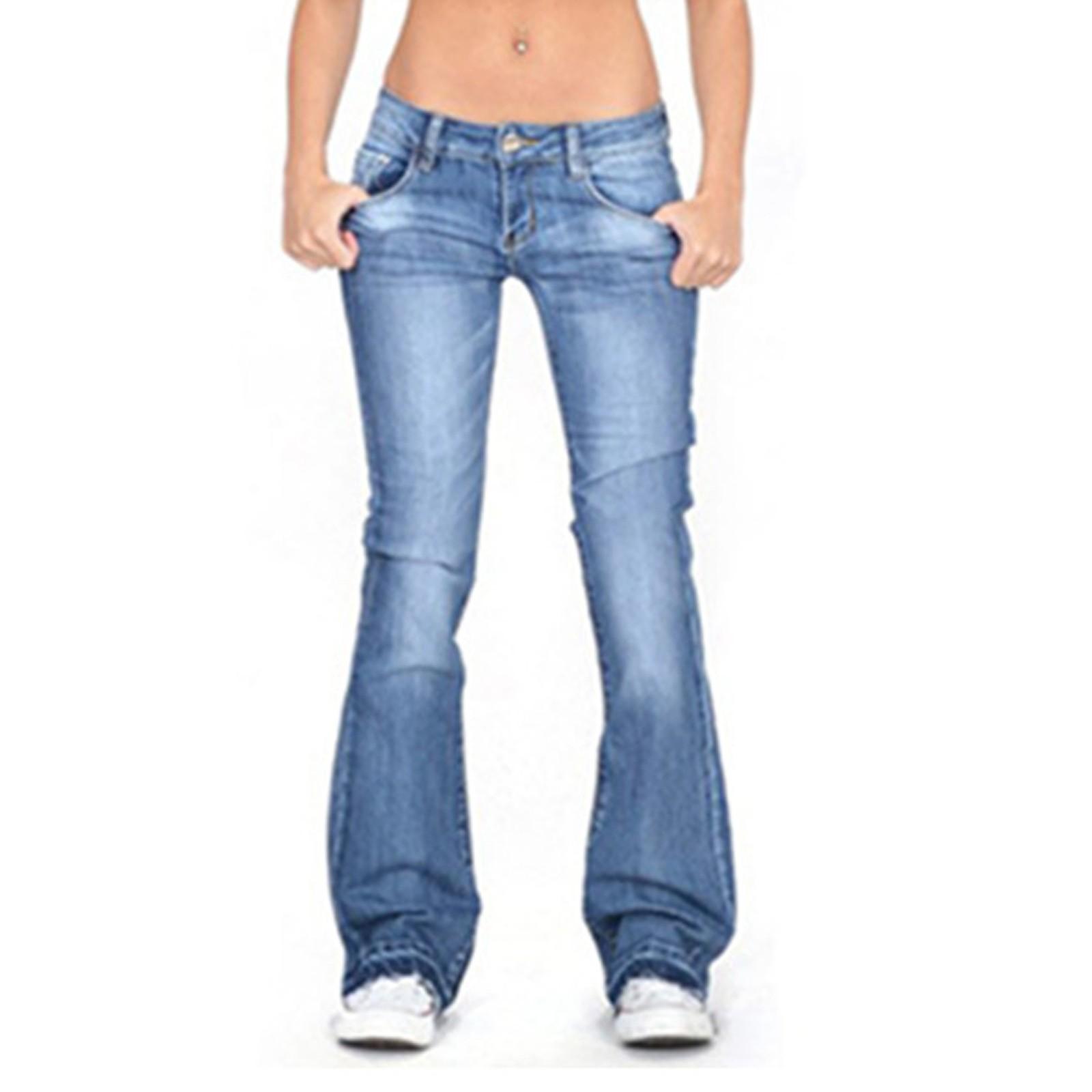 YiGeiWoLiGiaoGiao Damesjeans Skinny flare-broek Damesbroek Lange effen kleur jeans XS lichtblauwe kleur