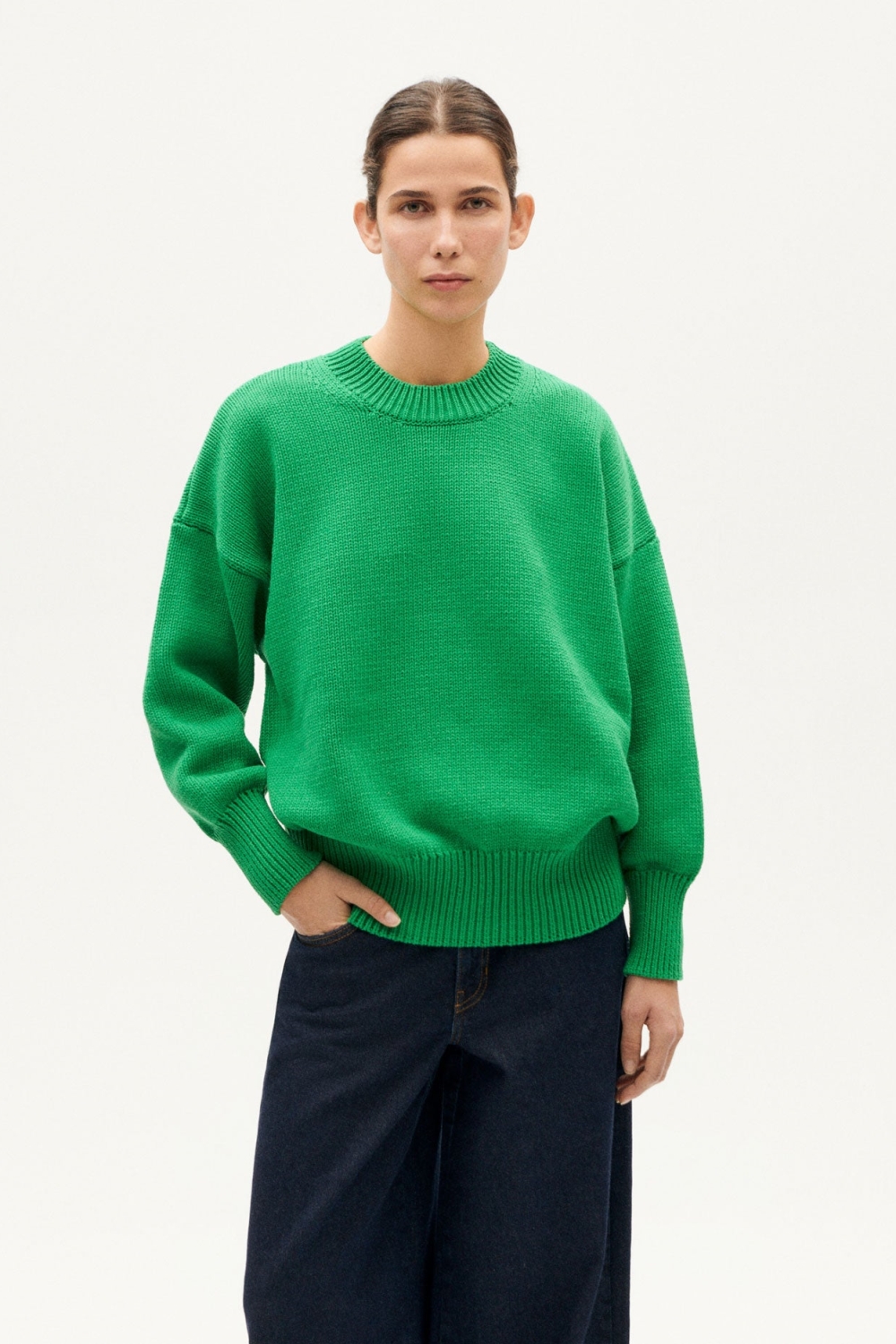 Thinking mu Damen vegan Strickpullover Petra GrÃ¼n