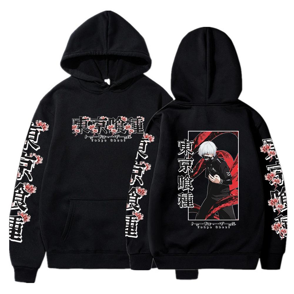 Clothing No.1 Anime Hoodies Tokyo Ghoul Heren Sweatshirts Kaneki Ken Truien Oversized Hip Hop Hoodie Harajuku Herenkleding L zwart