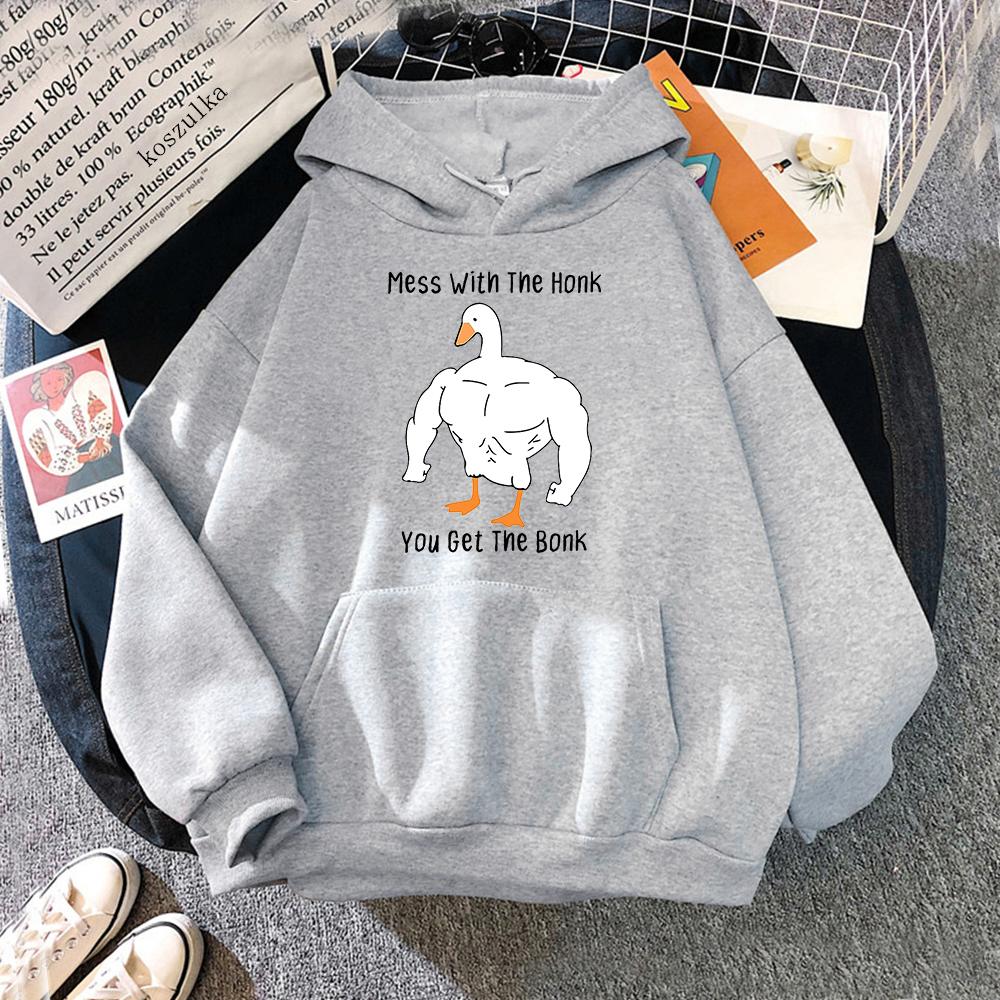 Xuhaijian02 Je krijgt de Bonk Humor Hoodies Grafische Sweatshirts Mannelijke Hoodie Cartoon Moordgans Kawaii Harajuku Oversized Mannen Esthetische Tops S