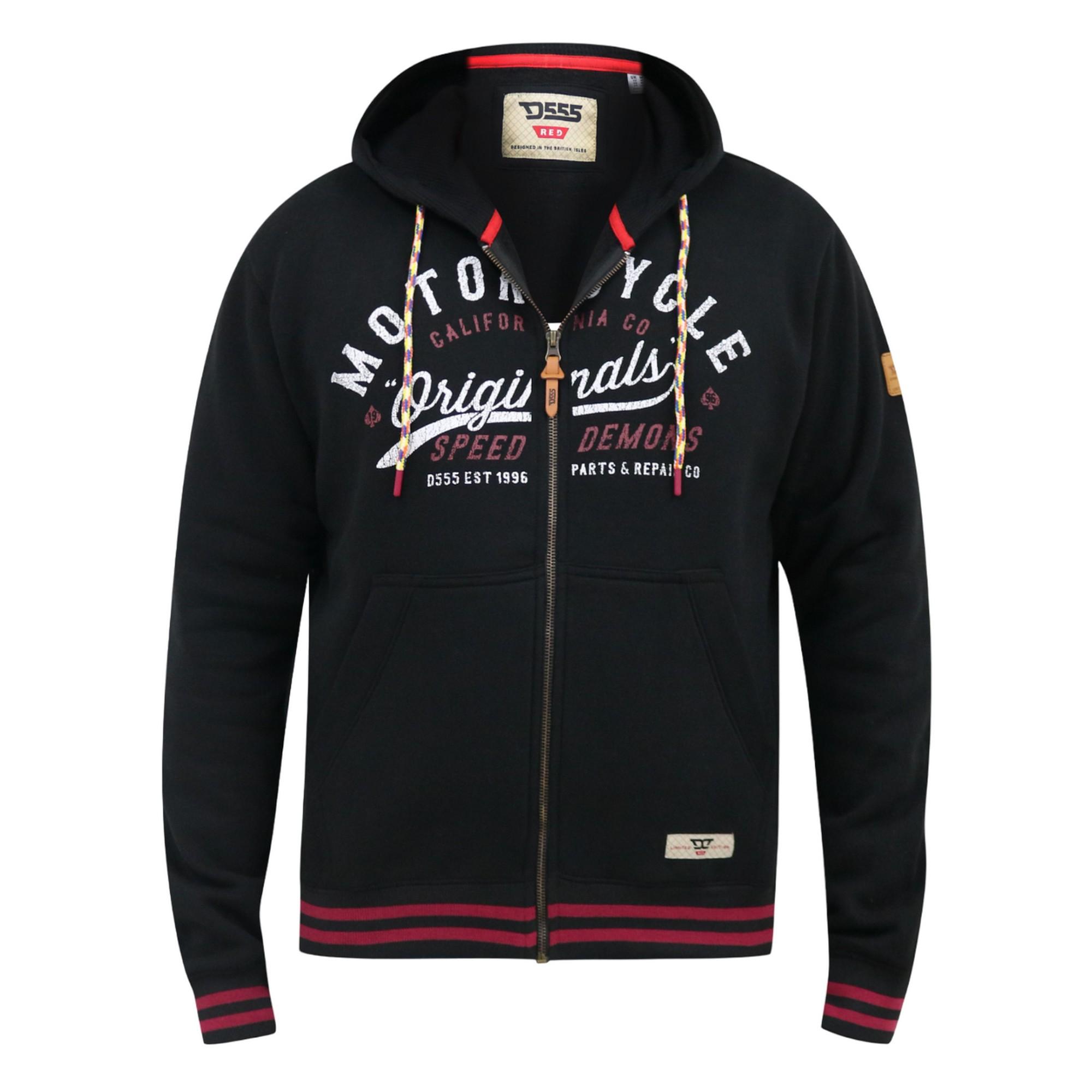 Duke Heren D555 Patrick Tekst Kingsize Full Zip Hoodie XXL zwart